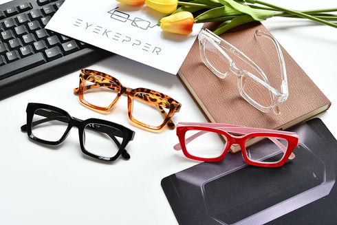 Eyekepper Ladies Reading Glasses 4 Pack - Oversized Square Design Readers for Women