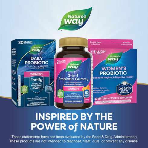 Nature's Way 3-in-1 Women’s Probiotic Gummies, 60 Gummies, Supports Digestive & Vaginal Health, Gluten Free