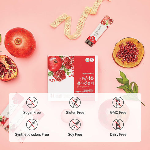 Rg+ Pomegranate Collagen Jelly (20gx14stick), Anti-Ageing Korean-Beauty, 360DA Marine Collagen + Vitamin C&E