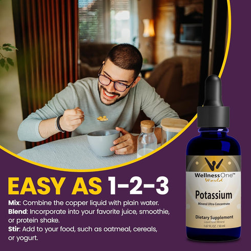 Immune 1.67 oz WellnessOne Ionic Potassium Supplement - Potassium Chloride Drops for Fast Absorption - Boost System