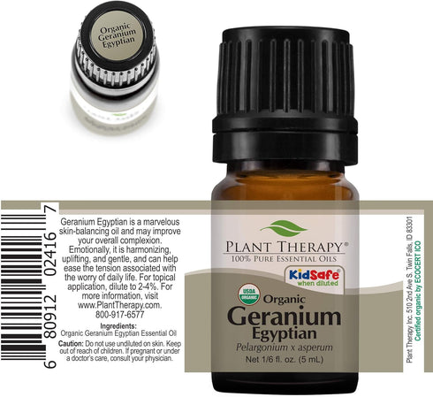 Plant Therapy Organic Egyptian Geranium Essential Oil 100% Pure, USDA Certified Organic, Natural Aromatherapy, 5 mL