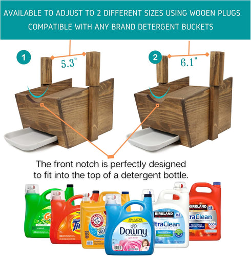 Besuerte Laundry Detergent Stand, Farmhouse Liquid Laundry Detergent Holder, Organizer for Laundry Room (Jacobean)