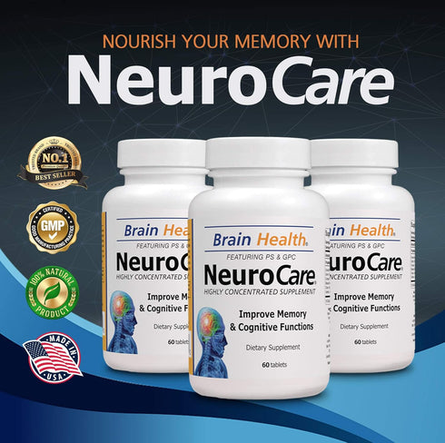 Neuro Care Nootropic Brain Health Supplement, 60 Tablets, Enhanced Mental Focus, Memory, and Clarity