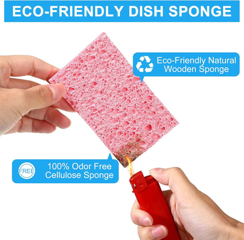 Kitchen Sponge Natural Sponges for Dishes, Compressed Wood Pulp Cleaning Sponges, 100 Pieces, Non-Scratching