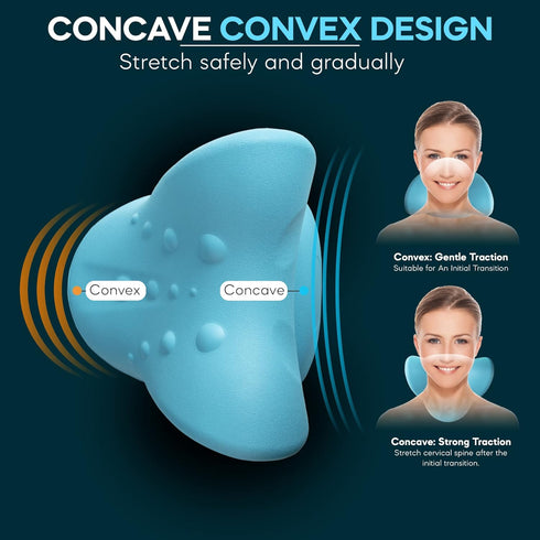 Neck Stretcher Cervical Traction, Ergonomic Neck Pillow for Pain Relief, Neck Curve Corrector, Light Blue