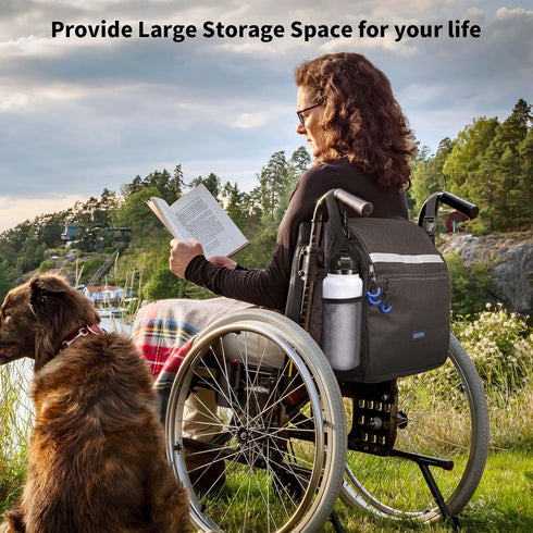 Backpack ZHCHG Wheelchair Bags, Wheelchair with Cup Holder, Wheelchair Bags to Hang on Back, Electric Wheel Chair