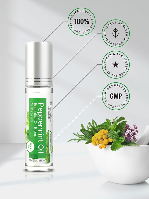 Horbaeach Peppermint Essential Oil Roll On Blend | .33 fl oz (Pack of 2) | Roller for Skin