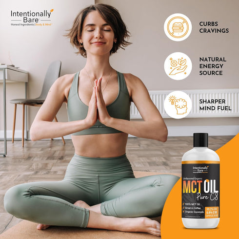 Intentionally Bare Pure C8 MCT Oil Organic - Brain Octane C8 MCT Oil for Keto and Vegan Diet