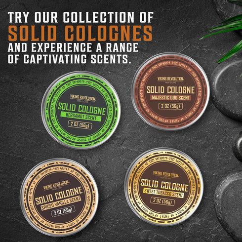 Viking Revolution Bergamot Solid Cologne for Men, 2 Oz - Travel Cologne Balm (1 pack)