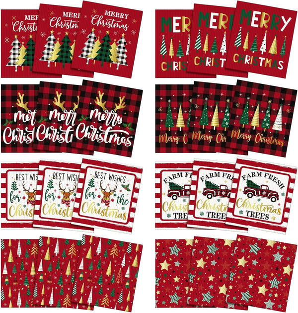 Sunnyray 24 Pcs Reusable Swedish Kitchen Dish Cloths, Absorbent Washable Cleaning Rags for Kitchen and Bathroom (Red,