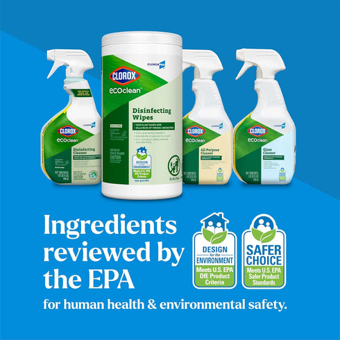 CloroxPro Clorox EcoClean Disinfecting Wipes, 100% Plant Based, Antibacterial Cleaning Cloths, Safe for Multi Surface