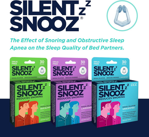 Silent Snooz Nasal Dilator, Anti-Snore Device, Reusable, Eucalyptus Scented, Made in USA