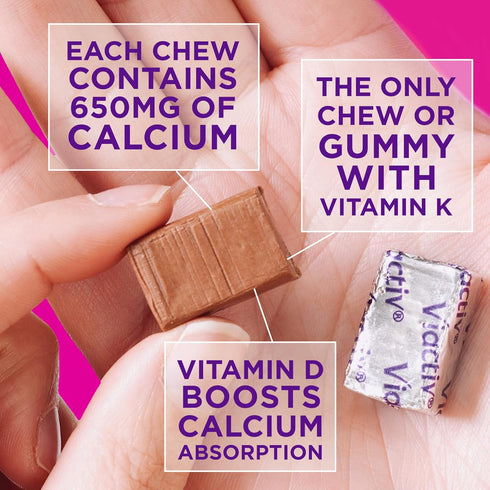 Viactiv D3 60 Calcium +Vitamin Supplement Soft Chews, Milk Chocolate, Chews - Calcium Dietary Supplement for Bone
