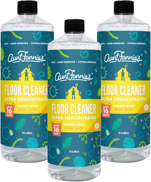 Aunt Fannie's Ultra Concentrated Floor Cleaner Vinegar Wash, Multi-Surface Cleaner for Mopping, Makes 16 Gallons - 32