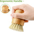 Bamboo Dish Scrub Brushes by Subekyu, Set of 3 Kitchen Wooden Cleaning Scrubbers for Cast Iron Pan/Pot