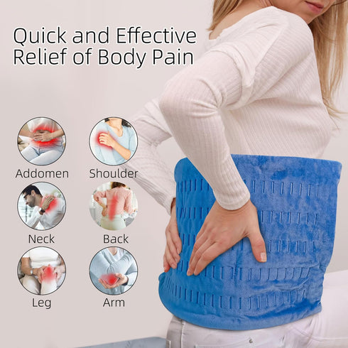 YS1 Jade Stone Heating Pad for Back Pain Relief, Weighted with Auto-Off, 12 Heat Settings, 12” x 24”