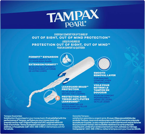 Multipack, 34 Count Tampax Pearl Tampons for Women with LeakGuard Braid, Regular/Super Absorbency, Unscented
