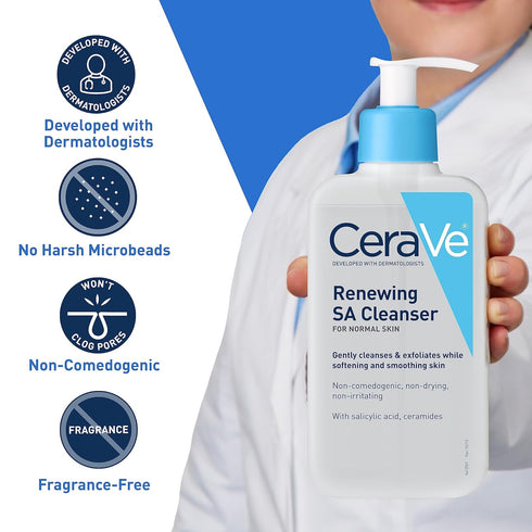 CeraVe SA Cleanser - 16 Ounce | Salicylic Acid Cleanser with Hyaluronic Acid, Niacinamide & Ceramides, Fragrance Free
