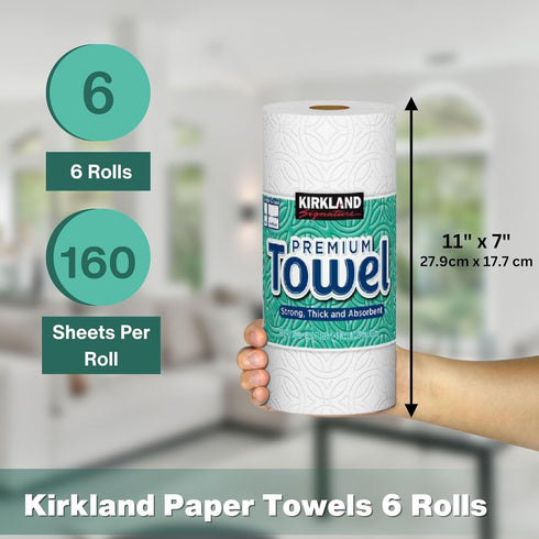 Worldwide Nutrition 6 160 2-Ply Bundle, Compatible with Kirkland Premium Paper Towels, Strong, Thick, and Absorbent