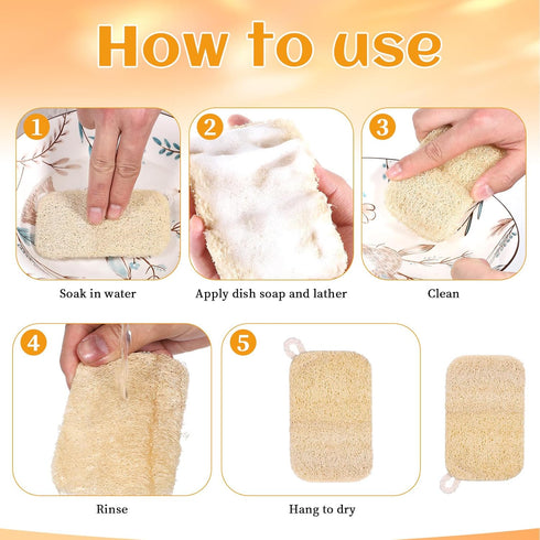 Yuomeaz 6 Sponge,2.3 4,3 Inches PCS Natural Loofah Dish * Loofah Kitchen Sponge,Eco Sponges Kitchen,Natural Sponges