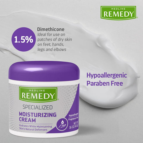 Medline Remedy Specialized Skin Cream, Fragrance-Free (16 oz), Nourishing Moisturizer for Dry Skin