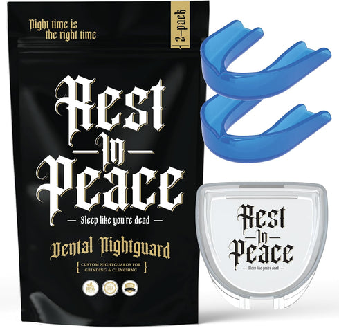 Rest in Peace Night Guard - Pack of Two Moldable Mouth Guards for Teeth Grinding & Clenching (Blue)