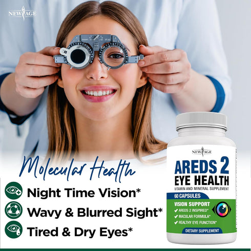 NEW AGE AREDS 2 Eye Vitamin with Bilberry 6000mg, Lutein & Zeaxanthin, 60 Count