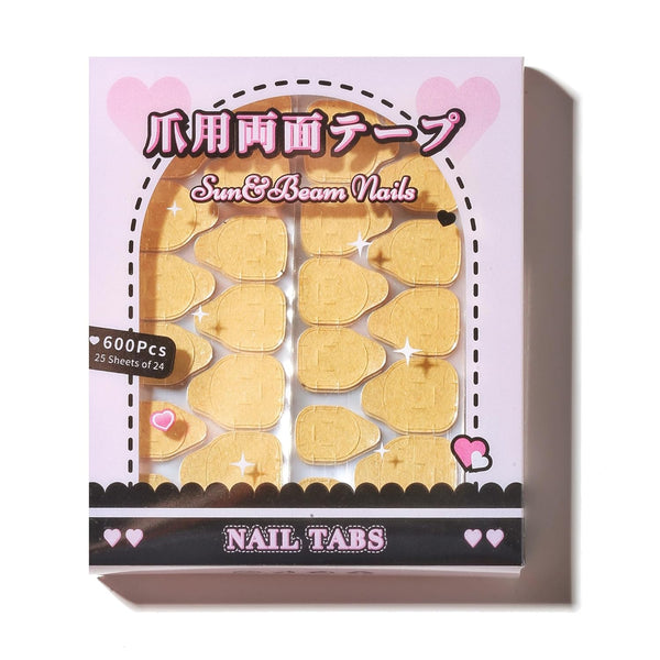 Sun&Beam Nails Adhesive Tabs - 25 Sheets Waterproof Transparent Strong Sticky Double Sided Tape Stickers for Press On