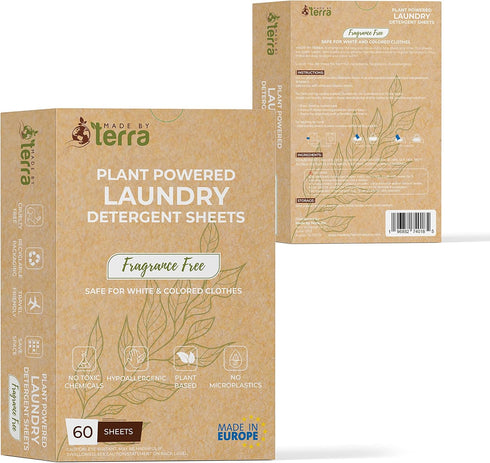 Laundry Detergent, Fragrance Free, 60 Sheets Pack