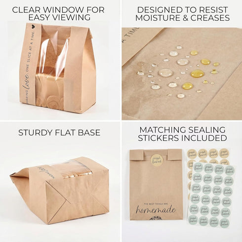 Packaging Beautiful Bread Bags for Homemade Bread - Clear Window Bags Keep Your Sourdough Loaves Fresh for Days & are
