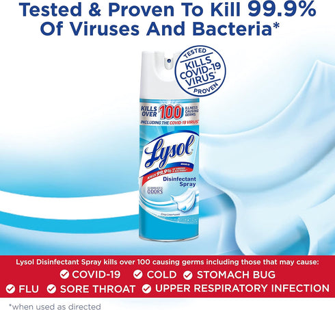 Lysol Disinfectant Spray, 12.5 fl oz, Crisp Linen, Antibacterial and Sanitizing Spray, 1 Count for Deodorizing