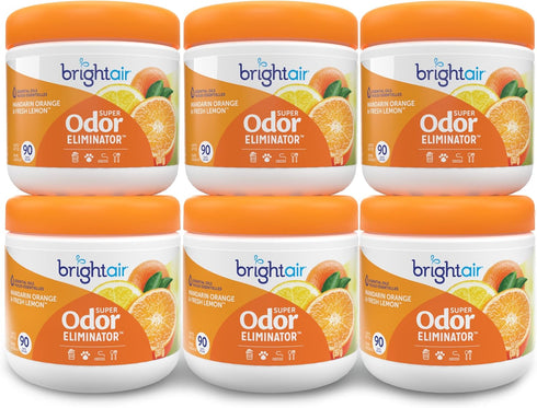 Bright Air 14 oz. Super Odor Eliminator, Mandarin Orange and Fresh Lemon Scent, Case of 6, Lasts Up to 90 Days