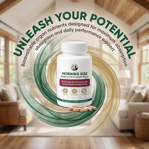 MORNING RISE 90 (1) Regenerative Beef Organ Blend - Grass-Fed Beef Organ Supplement for Daily Energy, Focus & Vitality