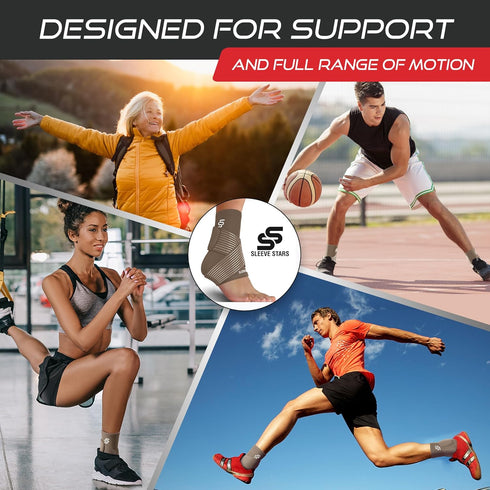 Sleeve Stars Ankle Support for Ligament Damage & Sprained Ankle - Pain Relief Brace for Women & Men (Single/Mocha Brown)