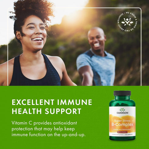 Immune (100 Swanson Super Stress B-Complex with Vitamin C for Stress-Prone Professionals Seeking Energy and Support