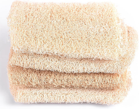 KADS Natural Loofah Sponge, 4 Pcs Unbleached Luffa in Bulk, Eco-Friendly Exfoliating Bath Scrubber for Adults