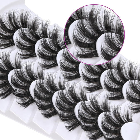 Losha Lashes 7 Pairs Fluffy Faux Mink Eyelashes, Soft Handmade False Eye Lashes for Dramatic Makeup