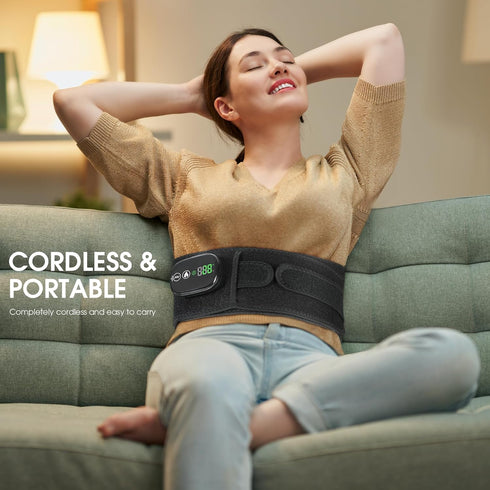 YUANBO 3 3 Heated Lower Back Massager with Heating & Vibration Modes, Cordless Heating Pad for Back, Heated Back Brace