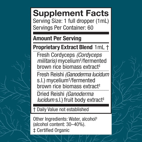 Immune 2 oz (60 Host Defense CordyChi Extract - Energy & Support Supplement - Cordyceps & Reishi Mushroom Supplement