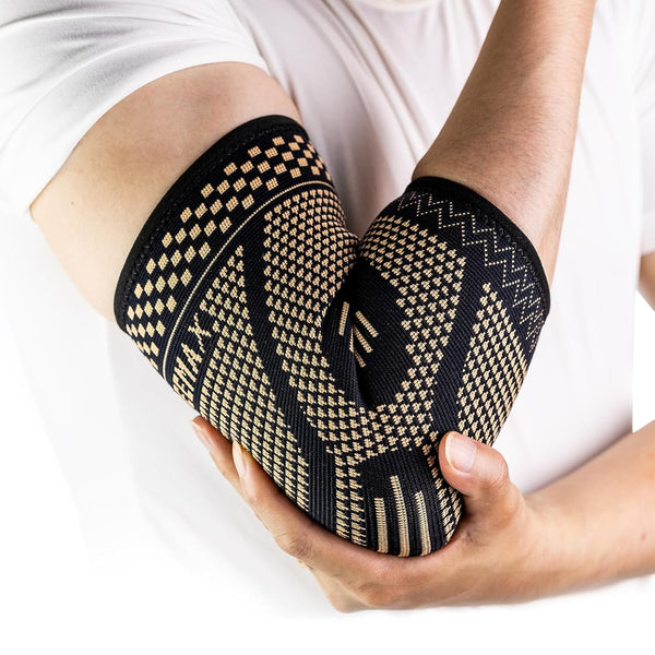 INDEEMAX Copper Elbow Compression Sleeve - 1 Pair Tennis Elbow Brace for Pain Relief and Support