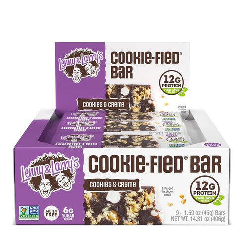 Lenny & Larry's Cookie-fied Bar, 45g Cookies & Creme, Vegan Plant-Based Protein Bar (Pack of 9)