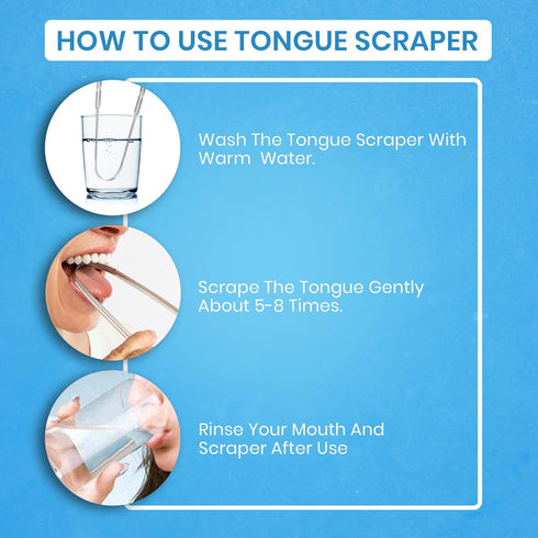 HOKIN Tongue Scraper for Adults, 2Pcs Oral Care Pack, Stainless Steel Cleaners, Reduce Bad Breath