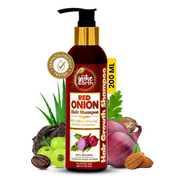 Red Onion Shampoo with Caffeine, Curry Leaf and Indian Alkanet Root - 200ml / 6.76 Fl.Oz Best Onion Shampoo