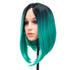 SWACC Ombre Colors Short Straight Bob Wig for Women with Wig Cap (Teal Blue)