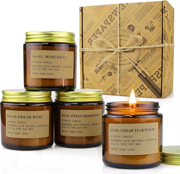 MOULENGGU YFYTRE 4 Pack Scented Candle Set Soy Wax Candles, Aromatherapy Candles for