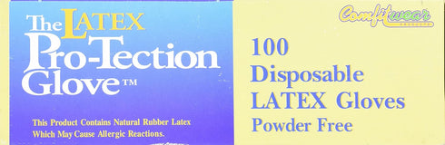 Disposable Latex Gloves, Powder Free, Size Large, 100 Gloves per Box