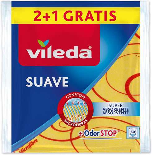 Vileda Soft with 30% Microfibre Cloths Pack of 2 + 1 Free