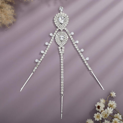 YERTTER Wedding Silver Rhinestone Head Chain Jewelry Forehead Clip Headpiece Hair Accessories for Women