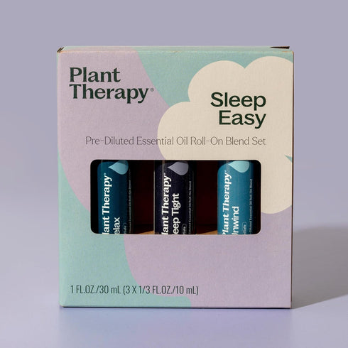 Set 10 mL (1/3 oz) Plant Therapy Sleep Easy Essential Oil Roll On Blend Each of Relax, Sleep Tight & Unwind, Pure
