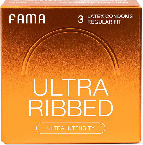 FAMA Ribbed Condoms for Men,Texture Natural Latex Condoms with Sillicone Lubricant, Ultra